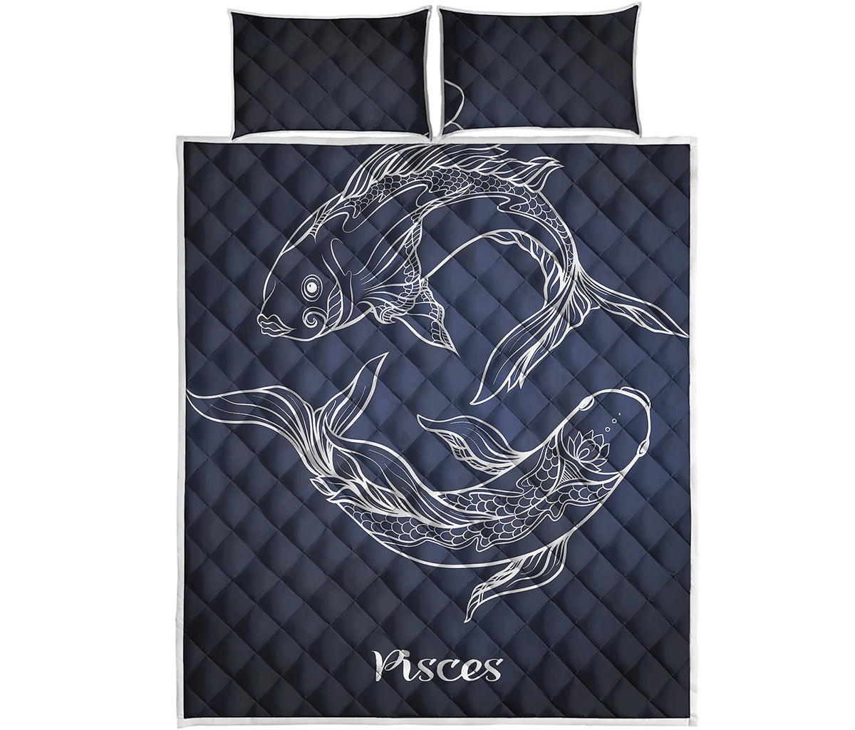 Astrology Pisces Sign Print Quilt Bed Set