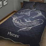 Astrology Pisces Sign Print Quilt Bed Set