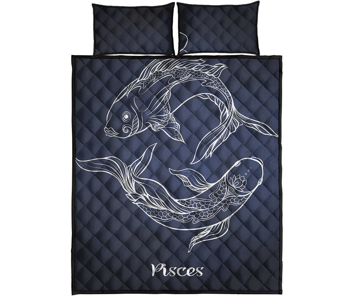 Astrology Pisces Sign Print Quilt Bed Set