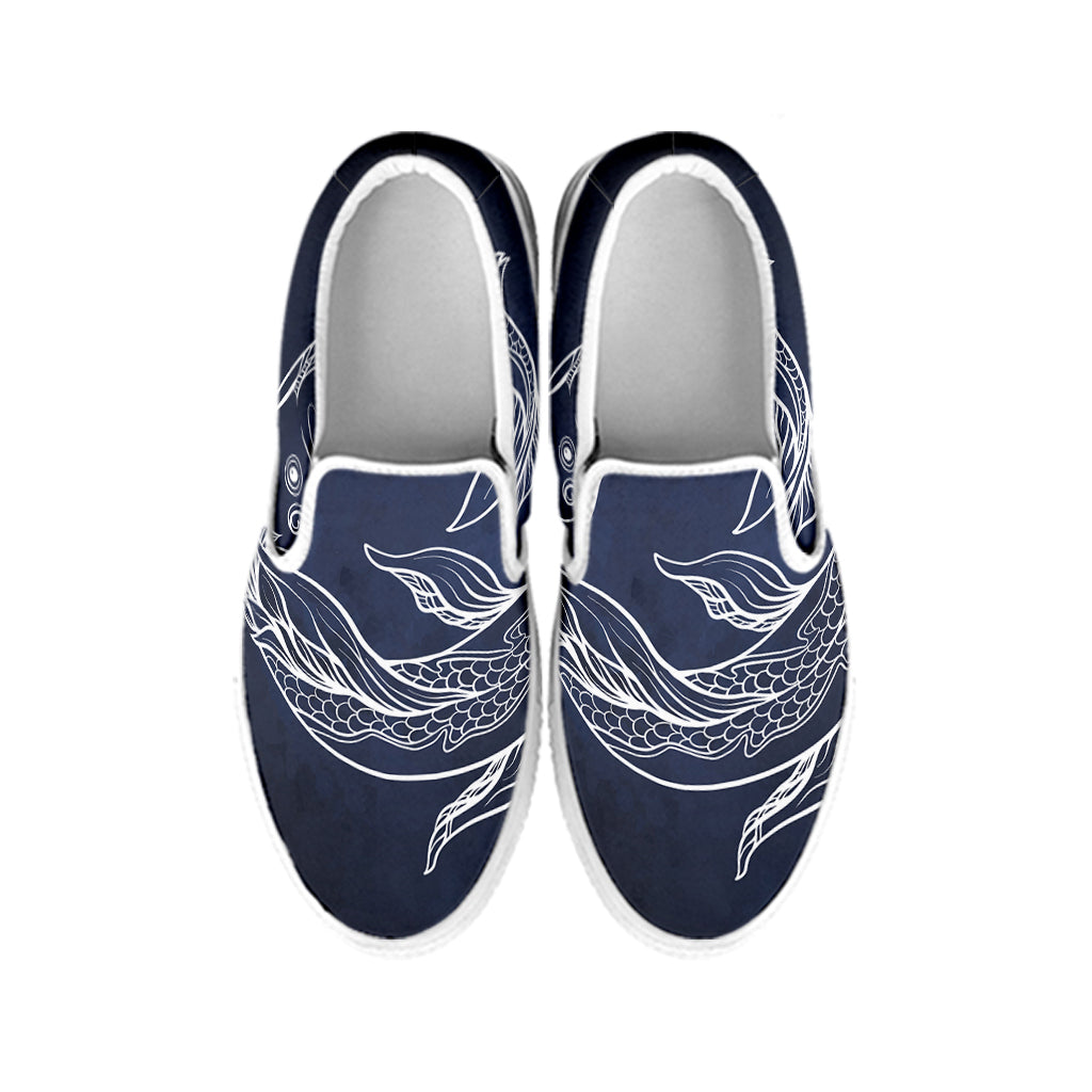 Astrology Pisces Sign Print White Slip On Shoes