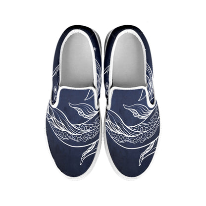Astrology Pisces Sign Print White Slip On Shoes