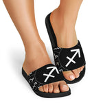 Astrology Sagittarius Sign Print Black Slide Sandals