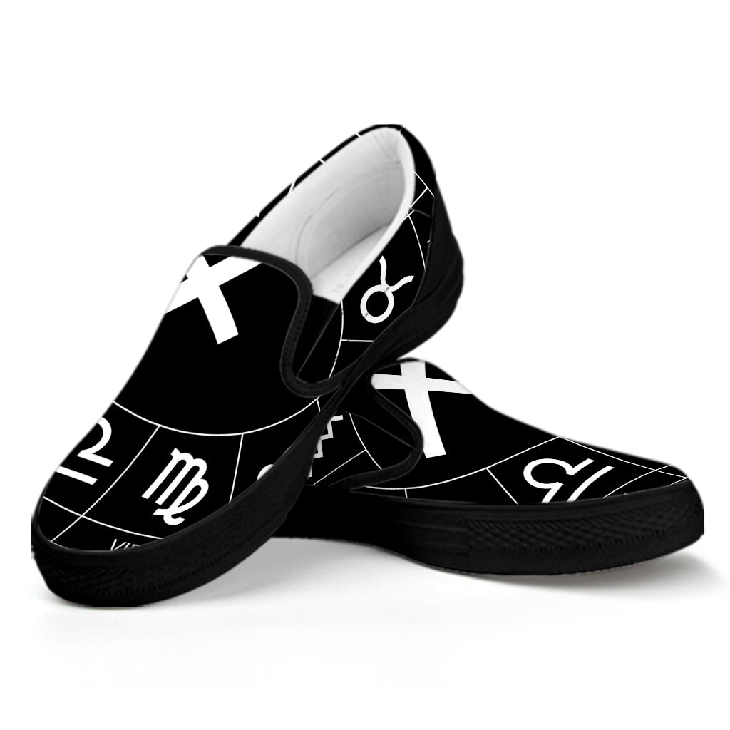 Astrology Sagittarius Sign Print Black Slip On Shoes