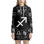 Astrology Sagittarius Sign Print Pullover Hoodie Dress