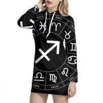 Astrology Sagittarius Sign Print Pullover Hoodie Dress