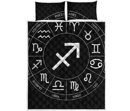 Astrology Sagittarius Sign Print Quilt Bed Set
