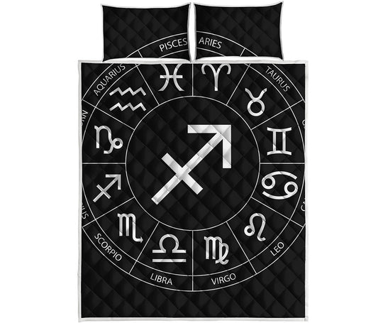 Astrology Sagittarius Sign Print Quilt Bed Set