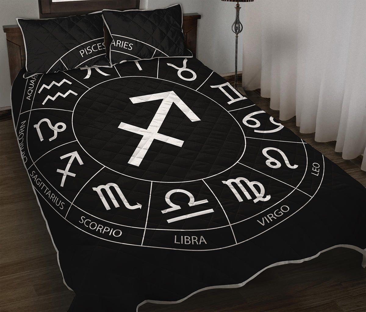 Astrology Sagittarius Sign Print Quilt Bed Set