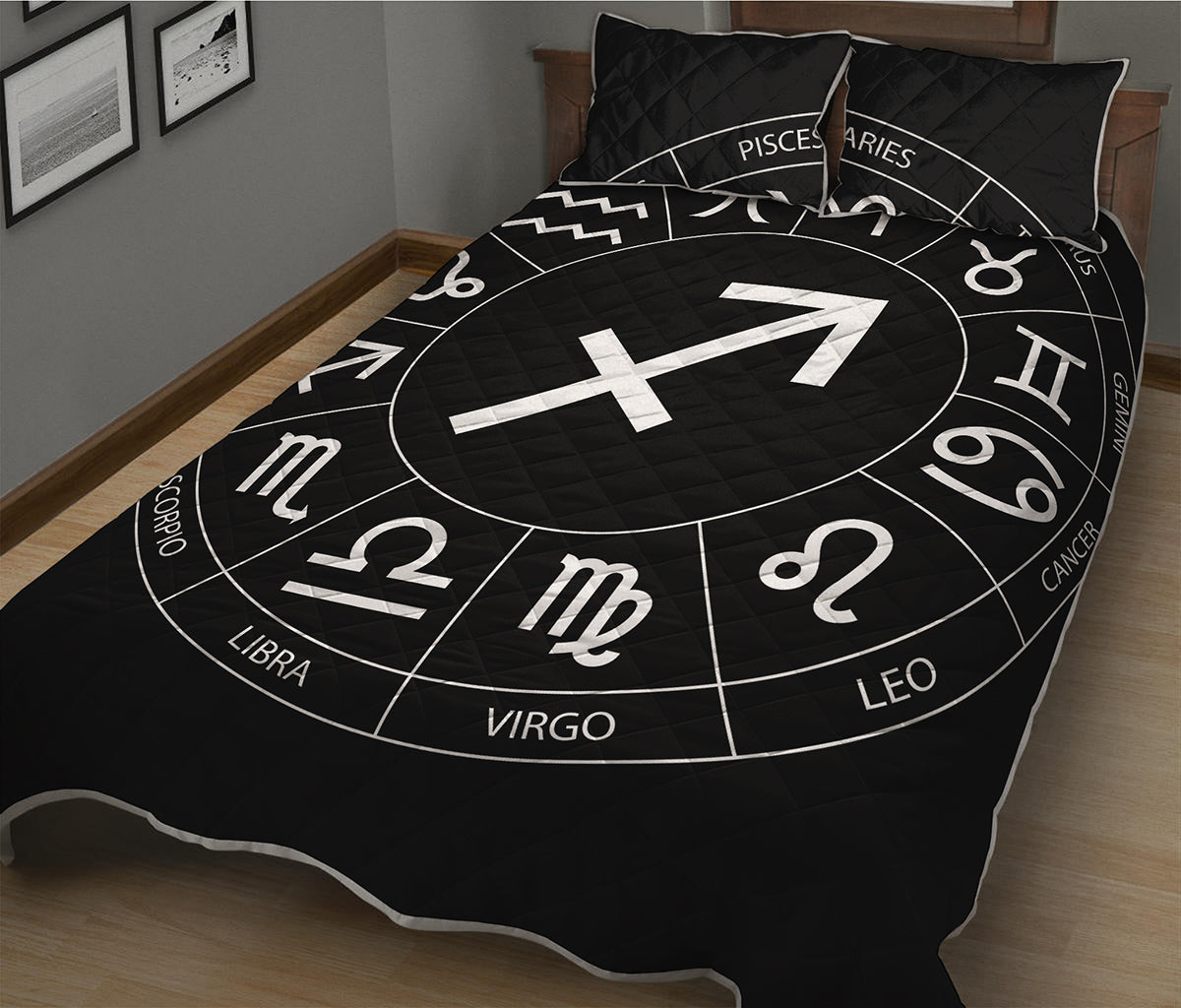 Astrology Sagittarius Sign Print Quilt Bed Set