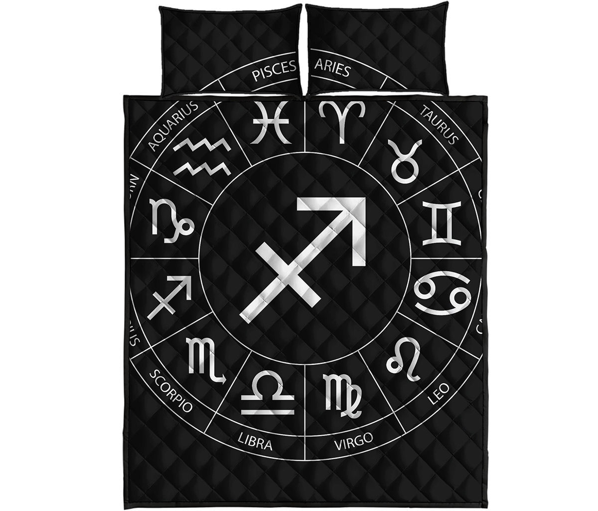 Astrology Sagittarius Sign Print Quilt Bed Set