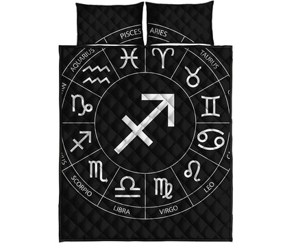 Astrology Sagittarius Sign Print Quilt Bed Set