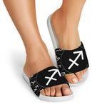 Astrology Sagittarius Sign Print White Slide Sandals