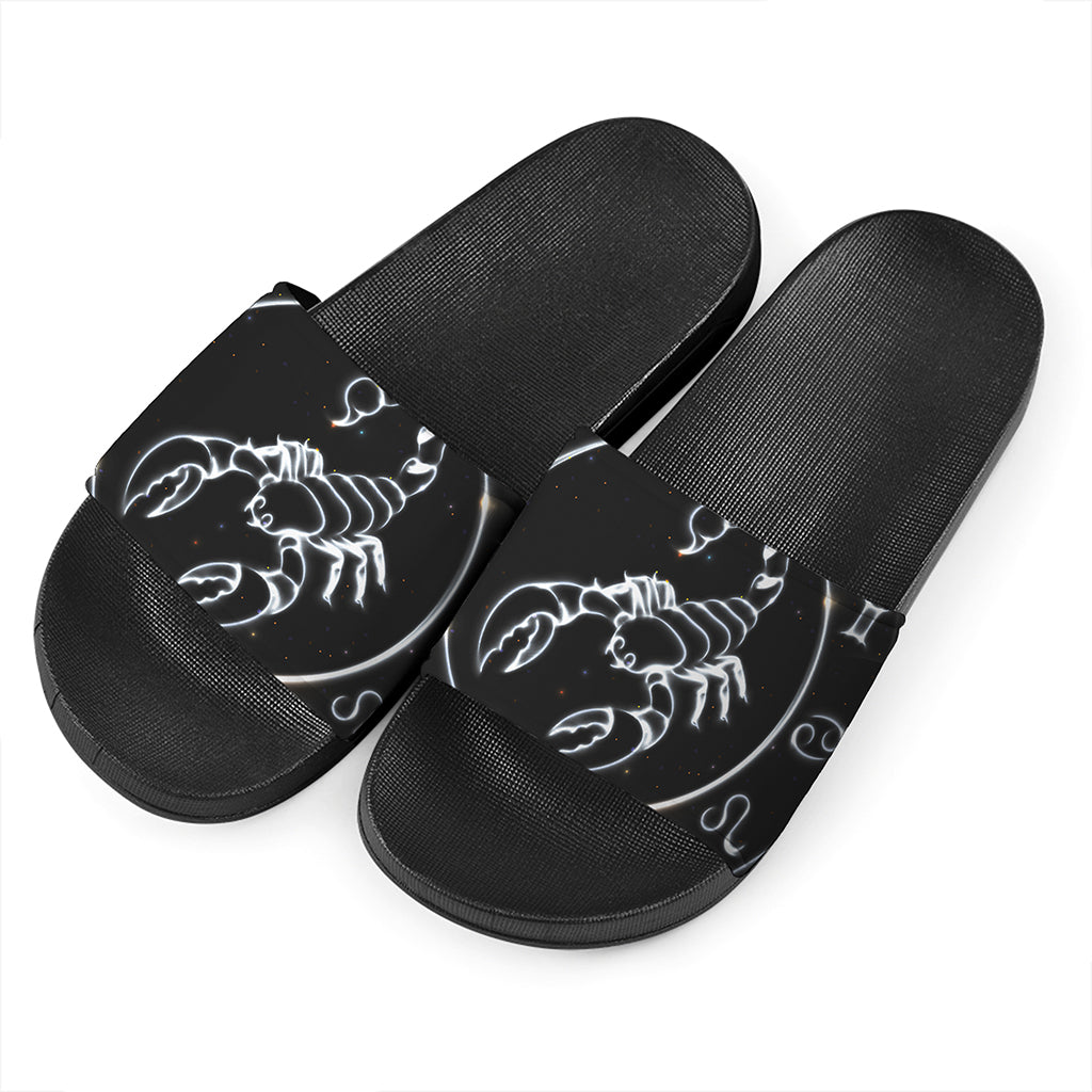 Astrology Scorpio Sign Print Black Slide Sandals