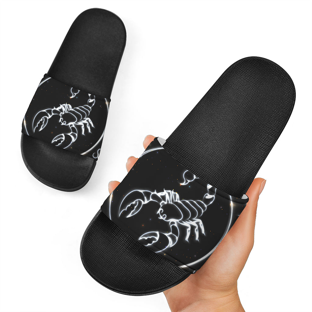 Astrology Scorpio Sign Print Black Slide Sandals