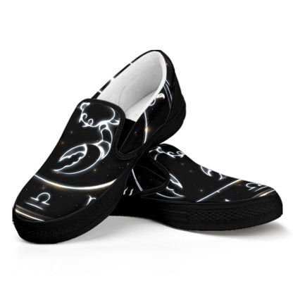 Astrology Scorpio Sign Print Black Slip On Shoes