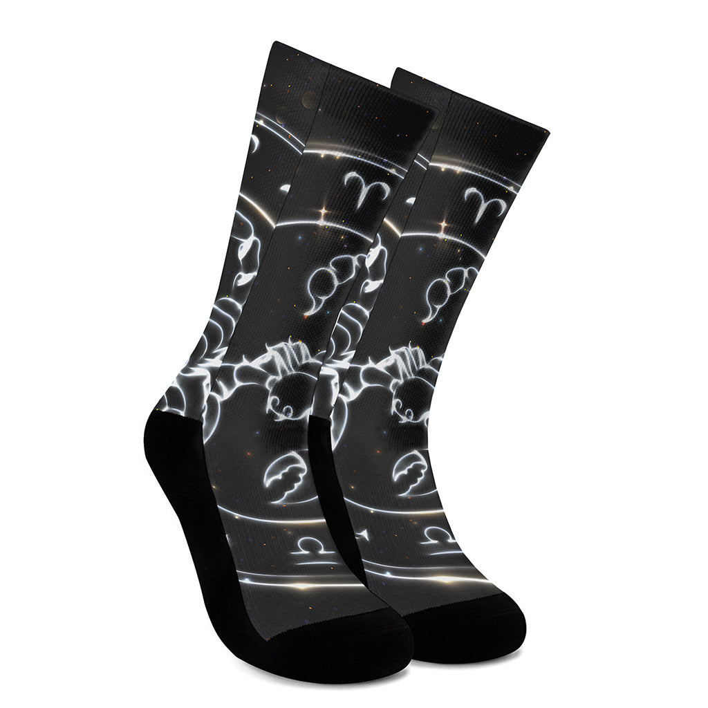 Astrology Scorpio Sign Print Crew Socks