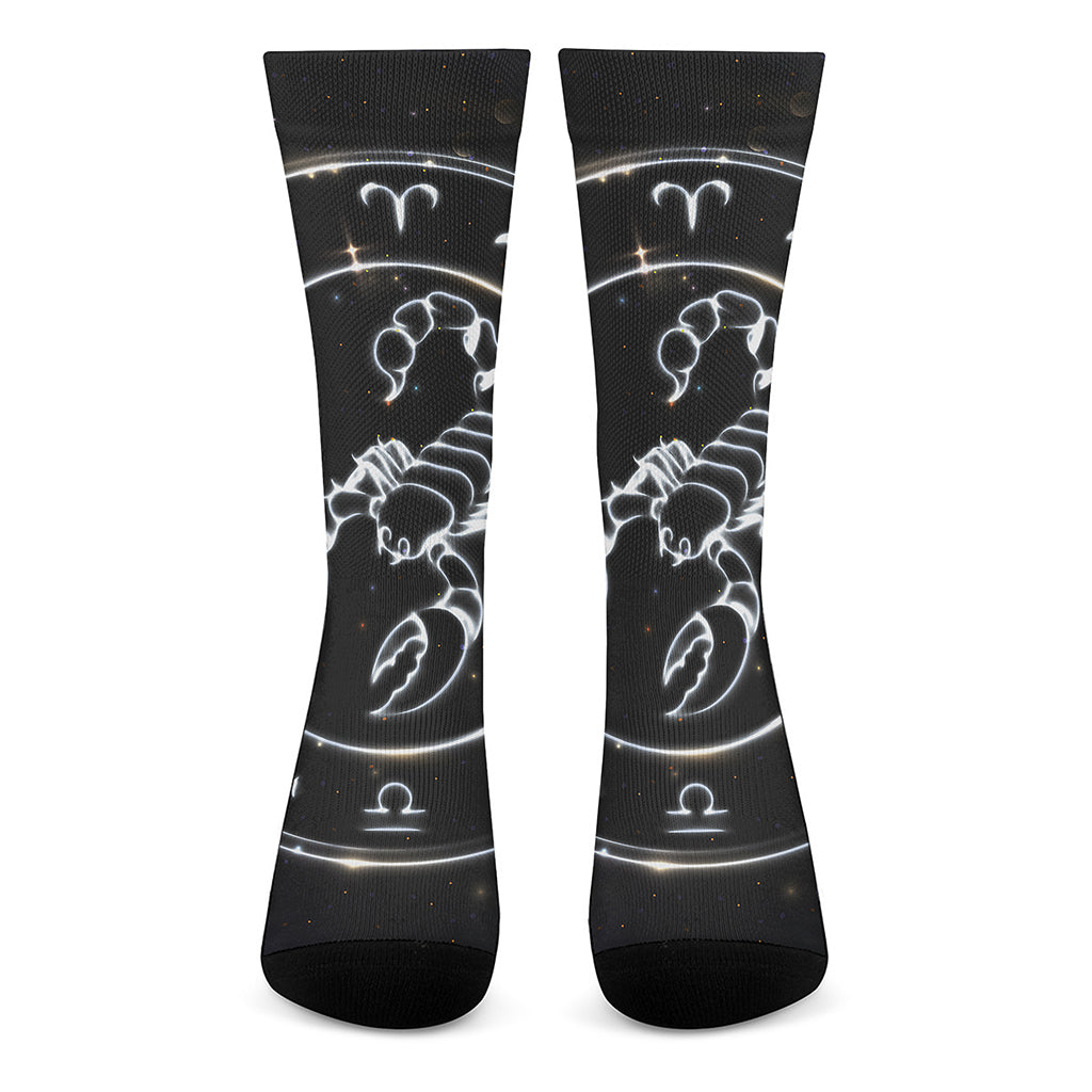 Astrology Scorpio Sign Print Crew Socks