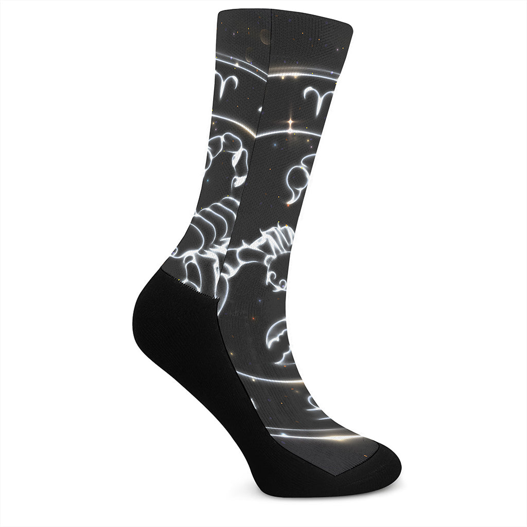 Astrology Scorpio Sign Print Crew Socks