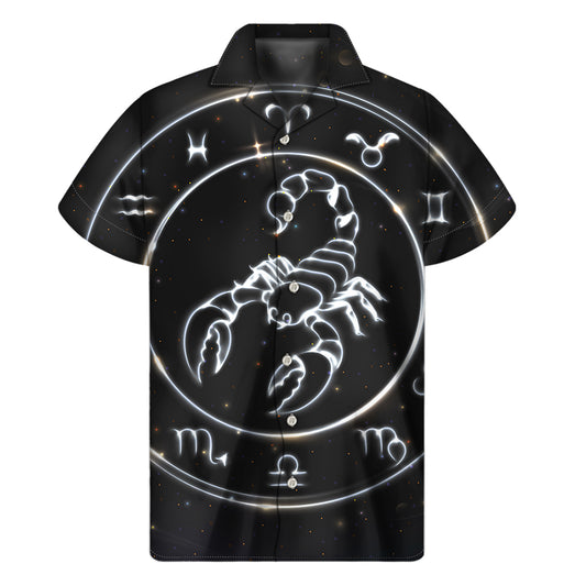 Astrology Scorpio Sign Print Men's Short Sleeve Shirt