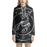 Astrology Scorpio Sign Print Pullover Hoodie Dress