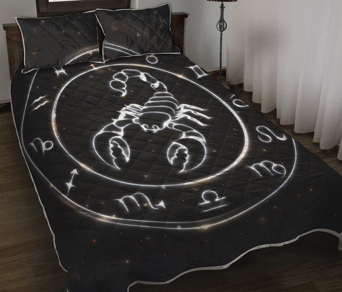 Astrology Scorpio Sign Print Quilt Bed Set