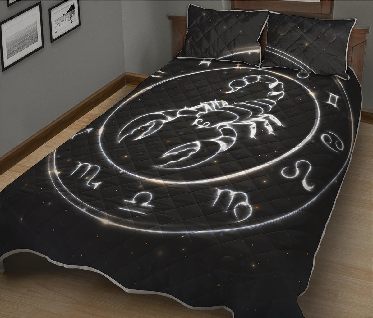Astrology Scorpio Sign Print Quilt Bed Set
