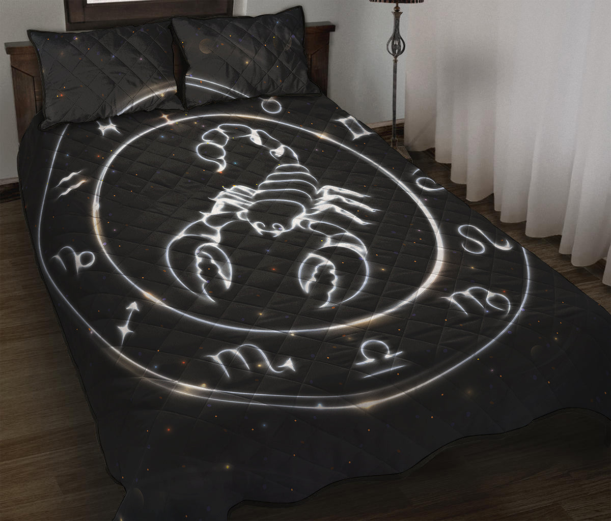 Astrology Scorpio Sign Print Quilt Bed Set