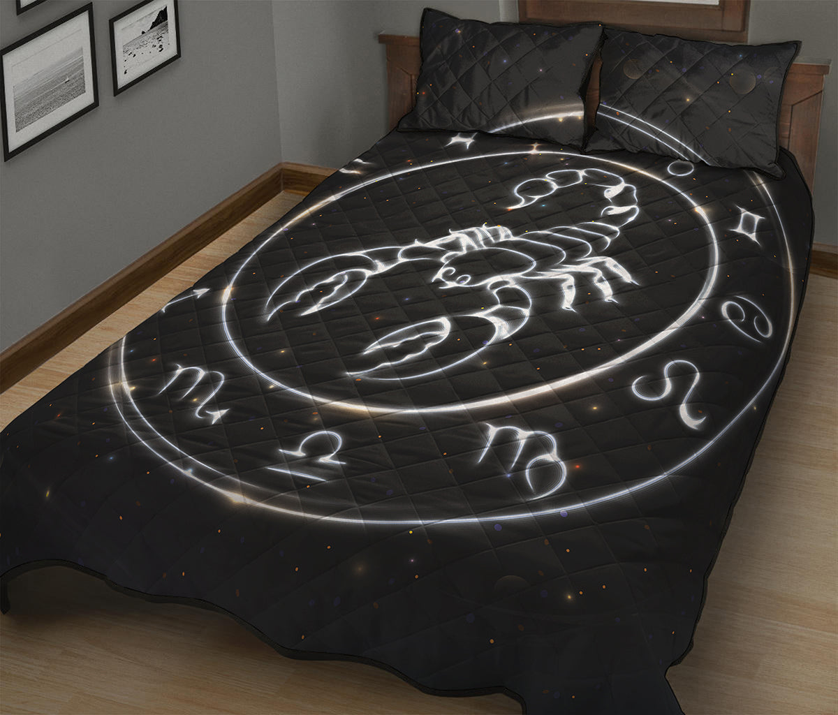 Astrology Scorpio Sign Print Quilt Bed Set