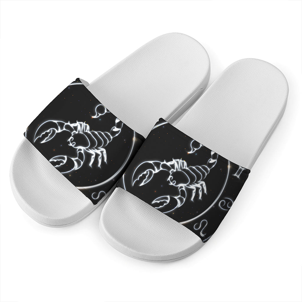 Astrology Scorpio Sign Print White Slide Sandals