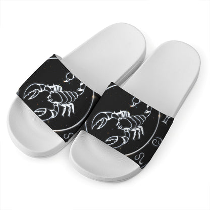 Astrology Scorpio Sign Print White Slide Sandals