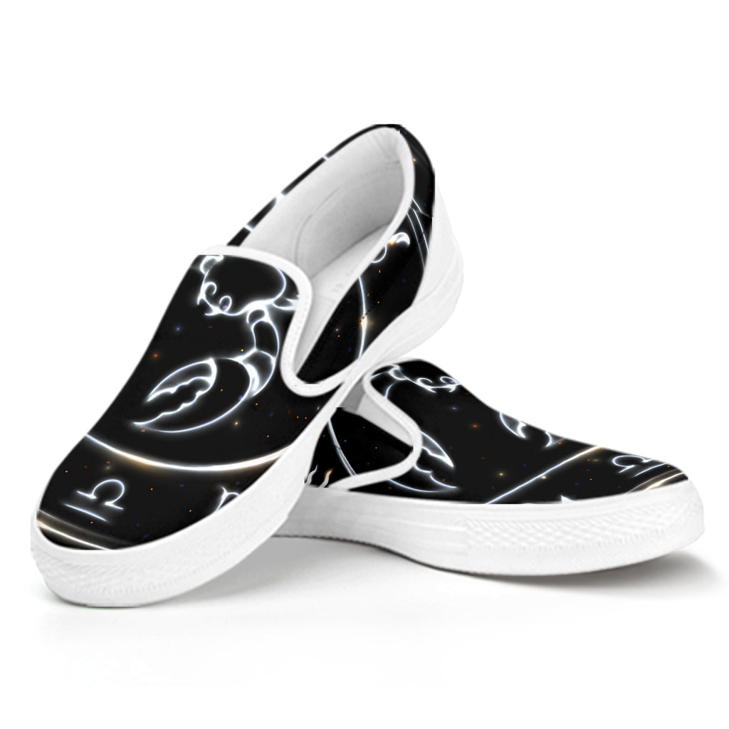 Astrology Scorpio Sign Print White Slip On Shoes