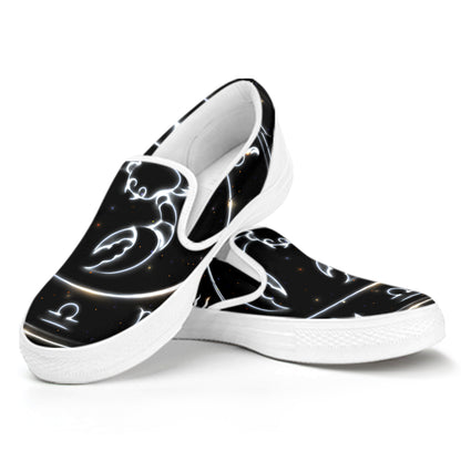 Astrology Scorpio Sign Print White Slip On Shoes