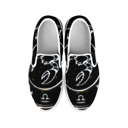 Astrology Scorpio Sign Print White Slip On Shoes