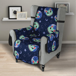 Astronaut Alien Cat Print Armchair Protector