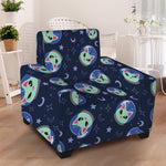 Astronaut Alien Cat Print Armchair Slipcover