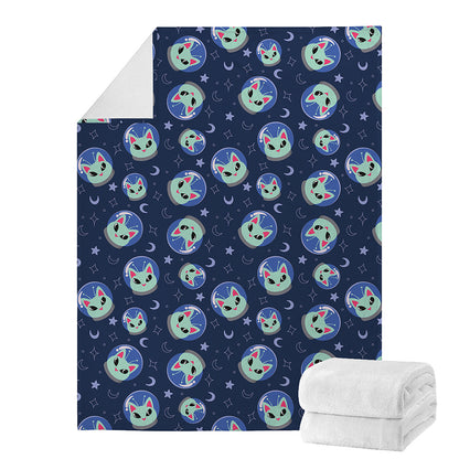 Astronaut Alien Cat Print Blanket