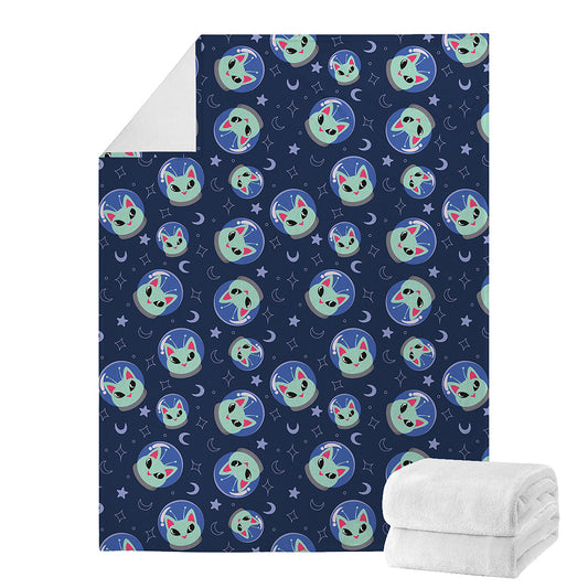 Astronaut Alien Cat Print Blanket