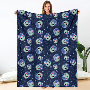 Astronaut Alien Cat Print Blanket