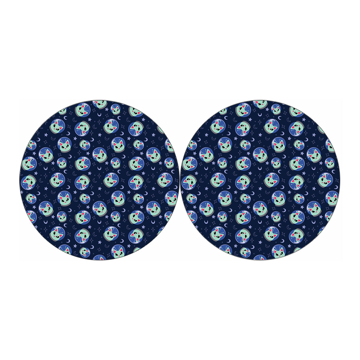 Astronaut Alien Cat Print Car Coasters