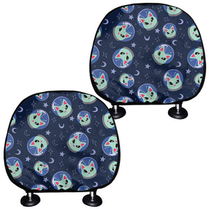 Astronaut Alien Cat Print Car Headrest Covers