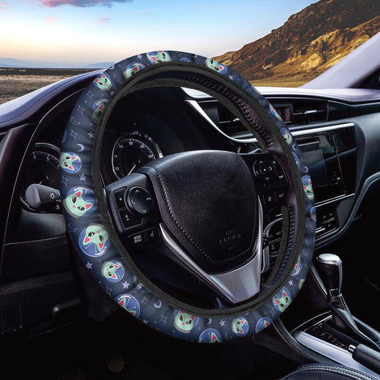 Astronaut Alien Cat Print Car Steering Wheel Cover