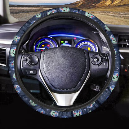 Astronaut Alien Cat Print Car Steering Wheel Cover