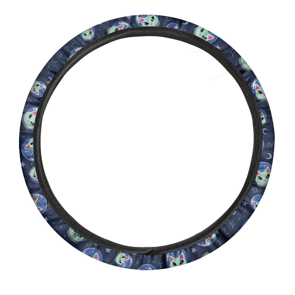 Astronaut Alien Cat Print Car Steering Wheel Cover