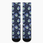 Astronaut Alien Cat Print Crew Socks