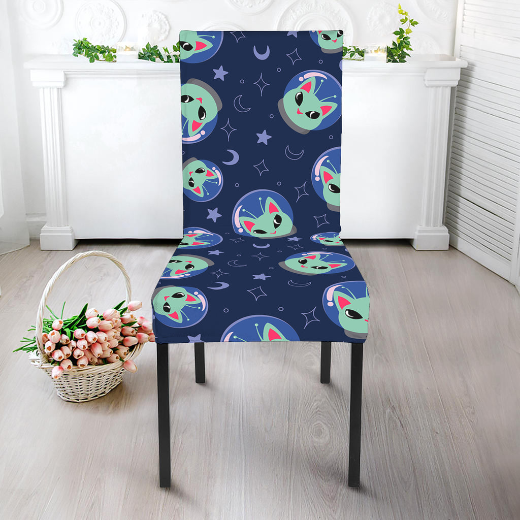 Astronaut Alien Cat Print Dining Chair Slipcover