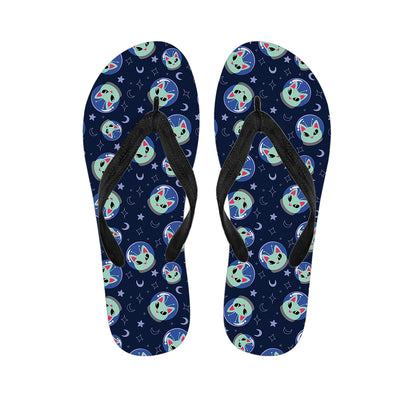 Astronaut Alien Cat Print Flip Flops