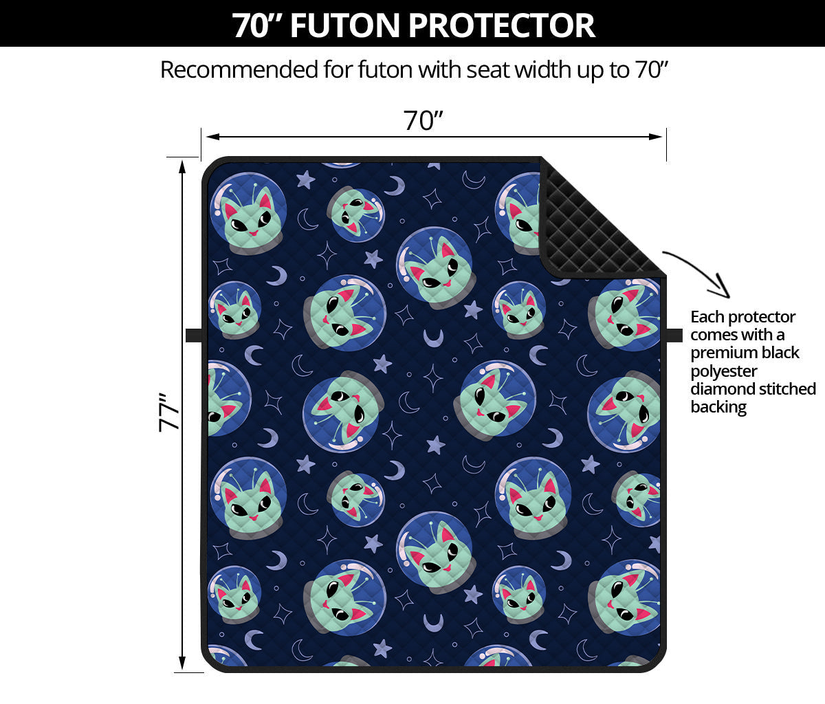 Astronaut Alien Cat Print Futon Protector