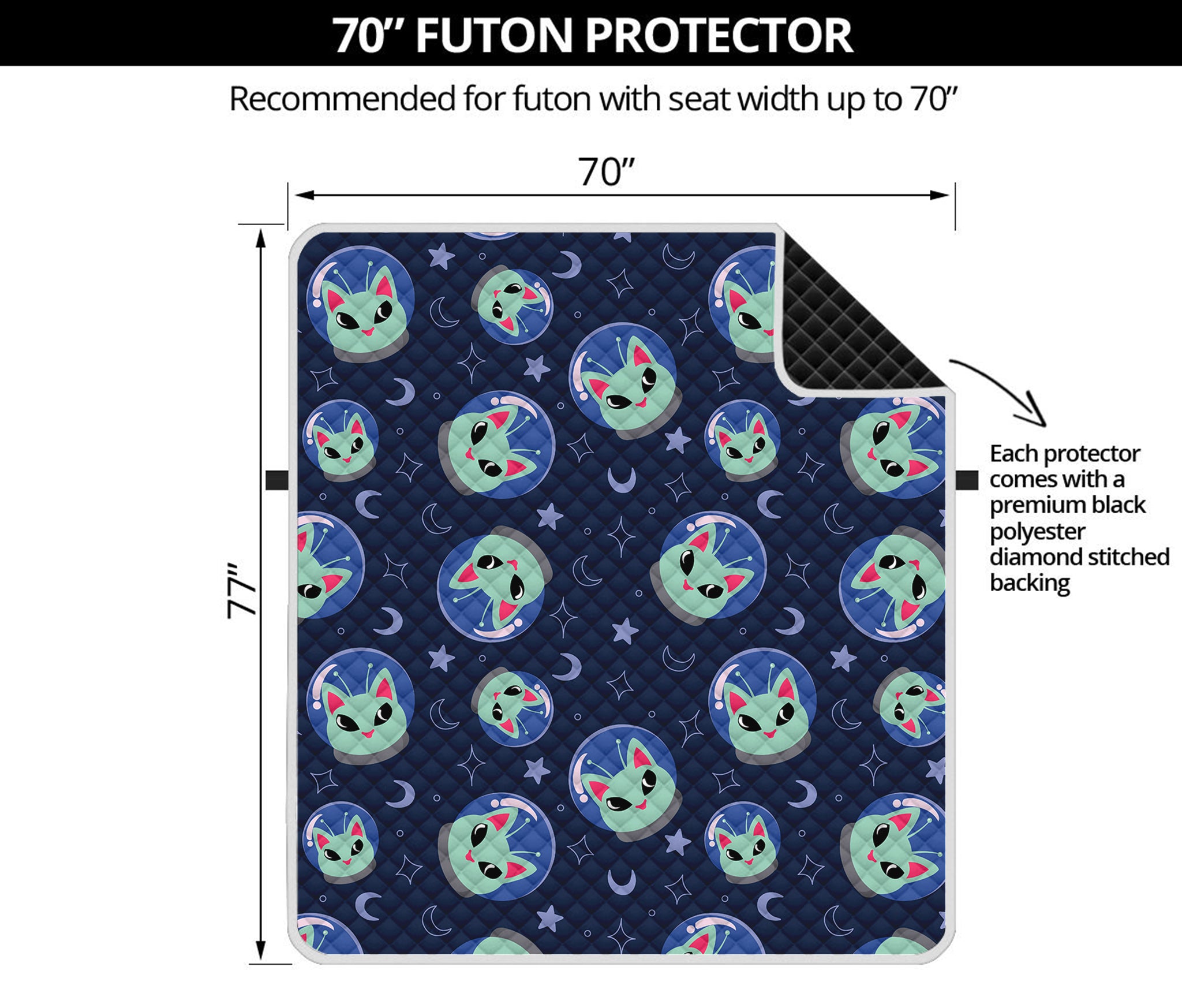 Astronaut Alien Cat Print Futon Protector