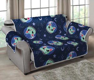 Astronaut Alien Cat Print Loveseat Protector