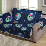 Astronaut Alien Cat Print Loveseat Protector